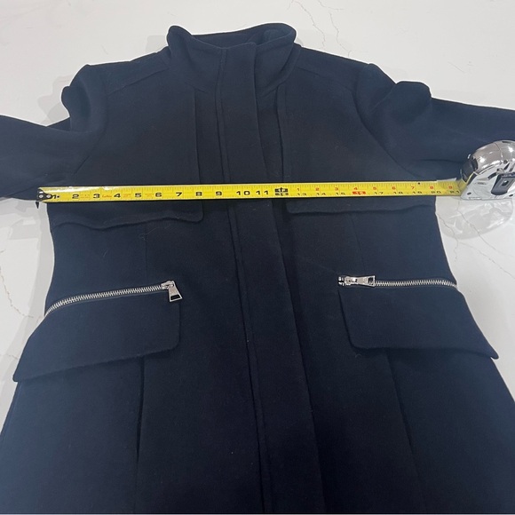 Karl Lagerfeld Paris Wool Stand Collar Coat | Medium | Navy - Picture 16 of 17